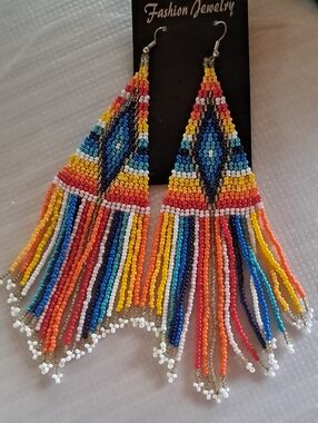 Fashion Jewelry Multicolor Beaded Fringe Earrings